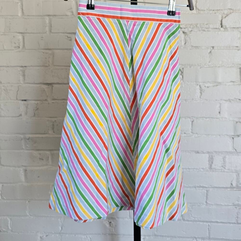 Vintage 70s Tomboy of California Retro Rainbow Dopamine Stripe A Line Mini Skirt
